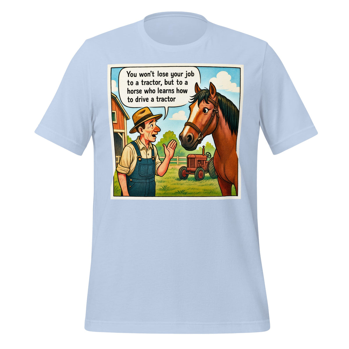 Image of the Horse Jobs T-Shirt (unisex) Baby Blue / M.