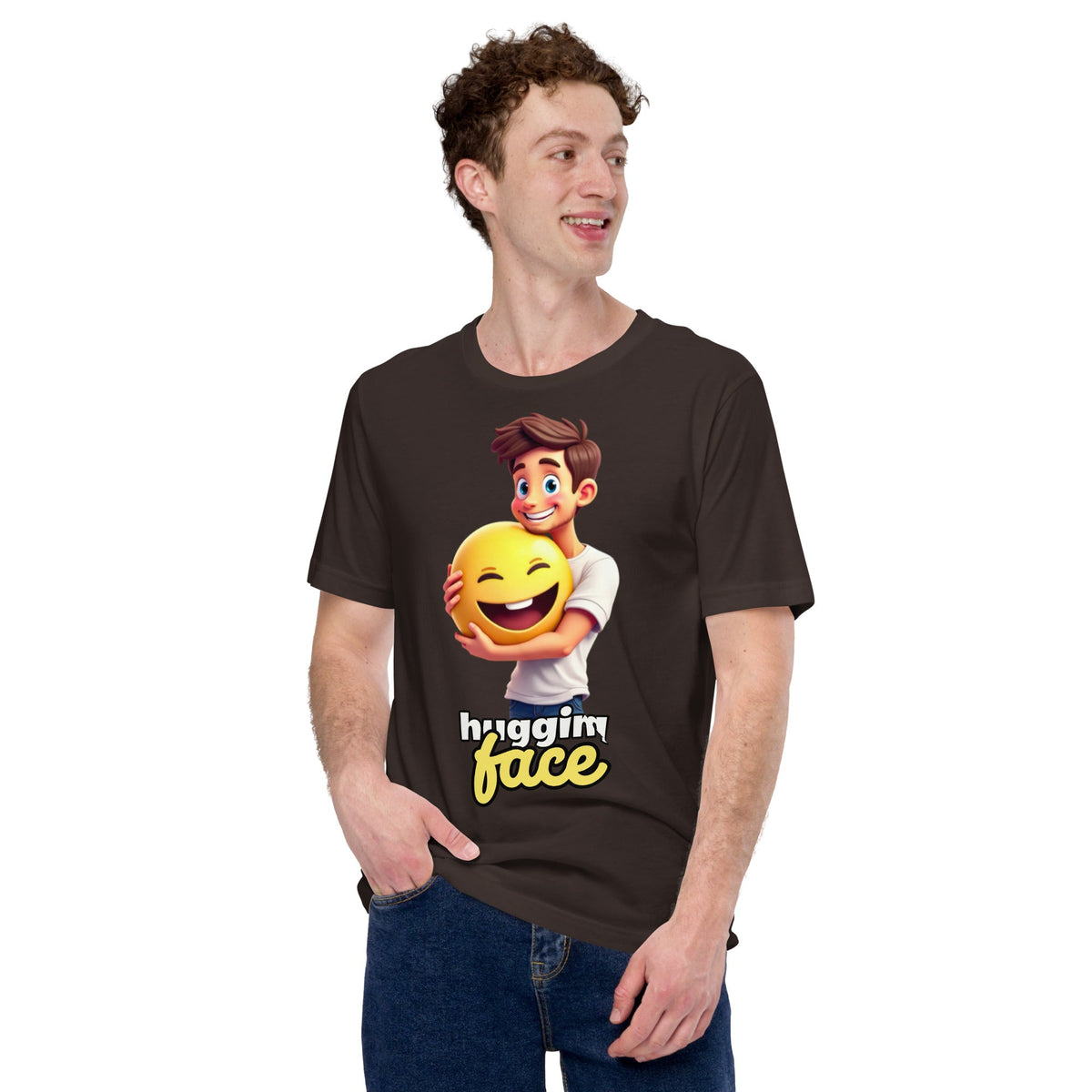 Image of the Hugging a Face T-Shirt (unisex).