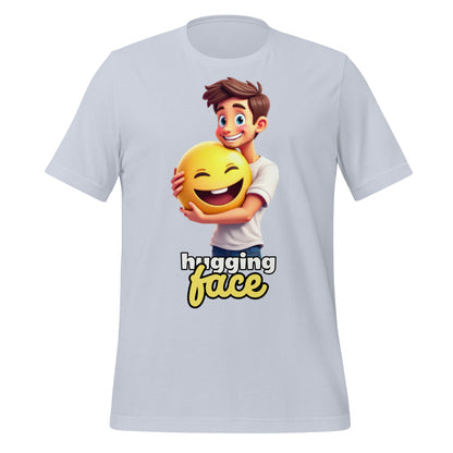 Image of the Hugging a Face T-Shirt (unisex) Light Blue / M.