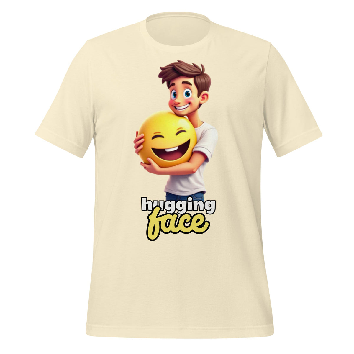 Image of the Hugging a Face T-Shirt (unisex) Natural / M.