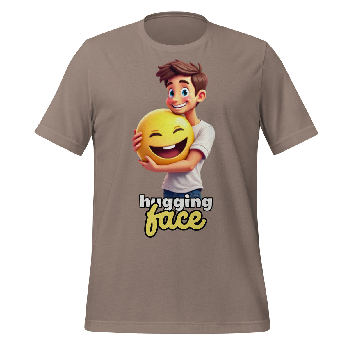 Image of the Hugging a Face T-Shirt (unisex) Pebble / M.