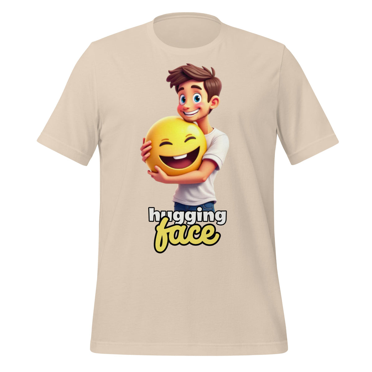 Image of the Hugging a Face T-Shirt (unisex) Soft Cream / M.