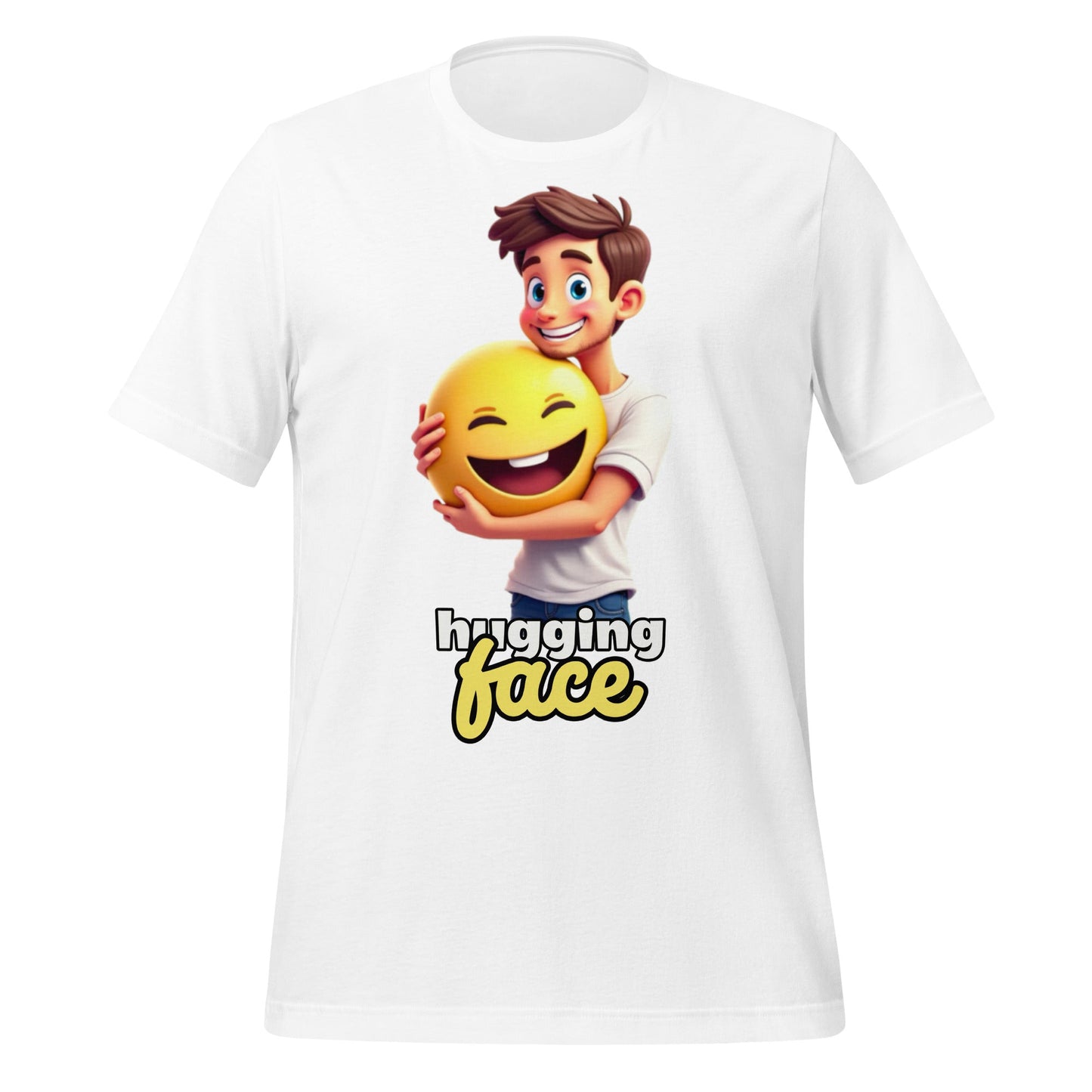 Image of the Hugging a Face T-Shirt (unisex) White / M.