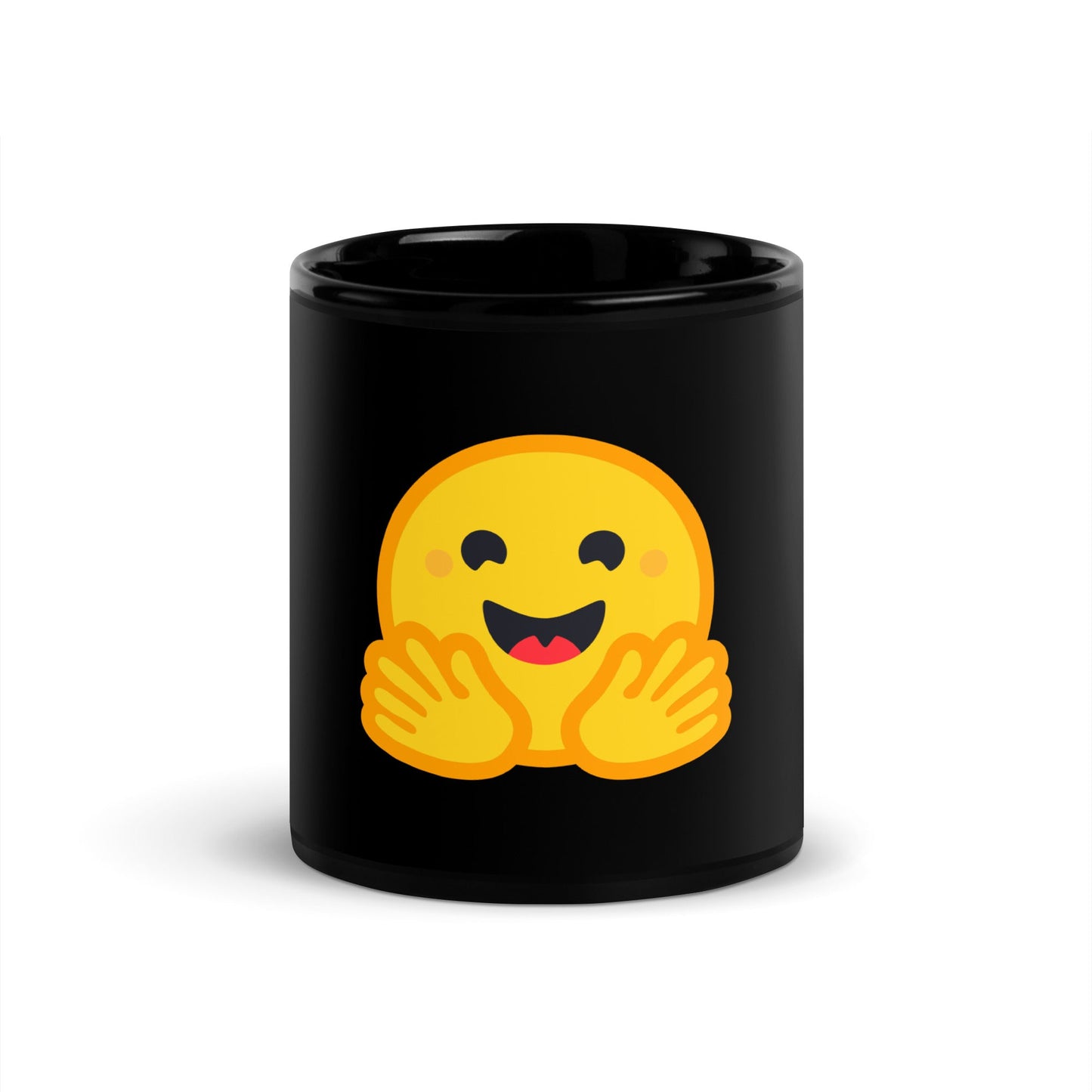 Image of the Hugging Face Black Glossy Mug 11 oz.