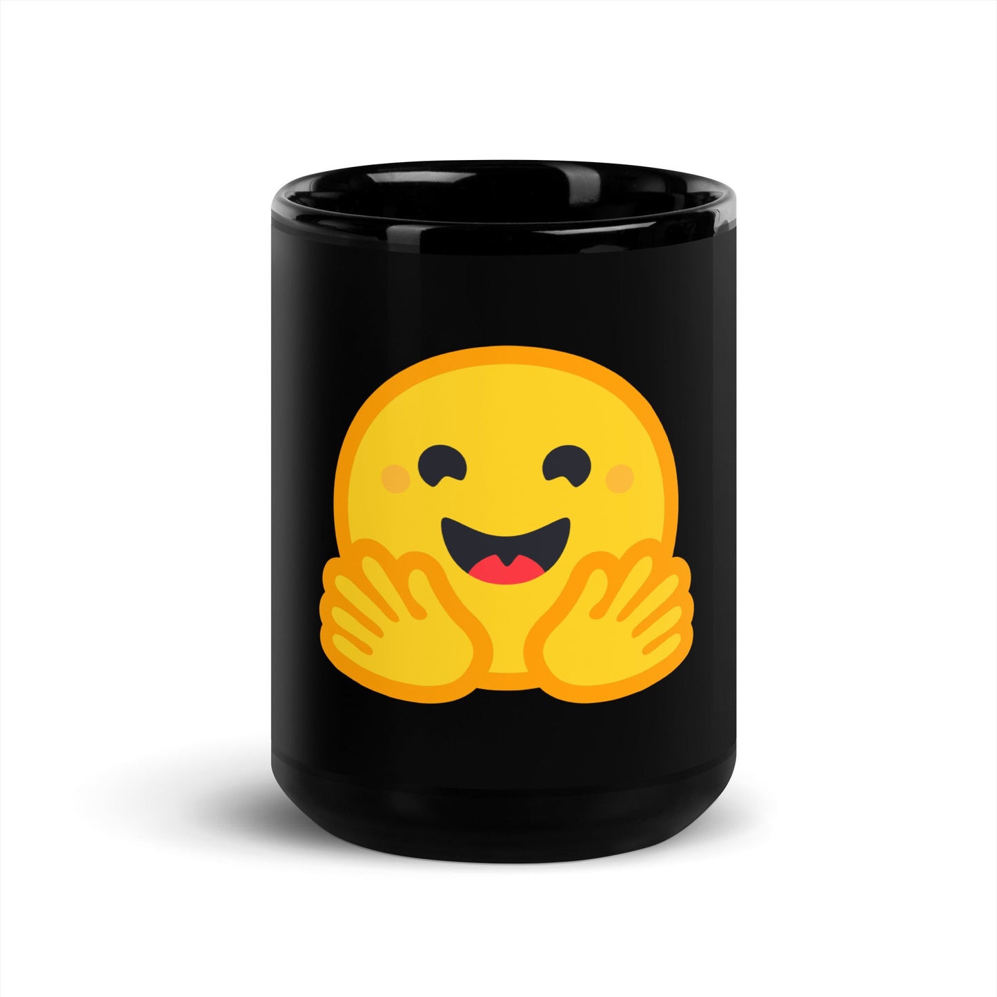 Image of the Hugging Face Black Glossy Mug 15 oz.