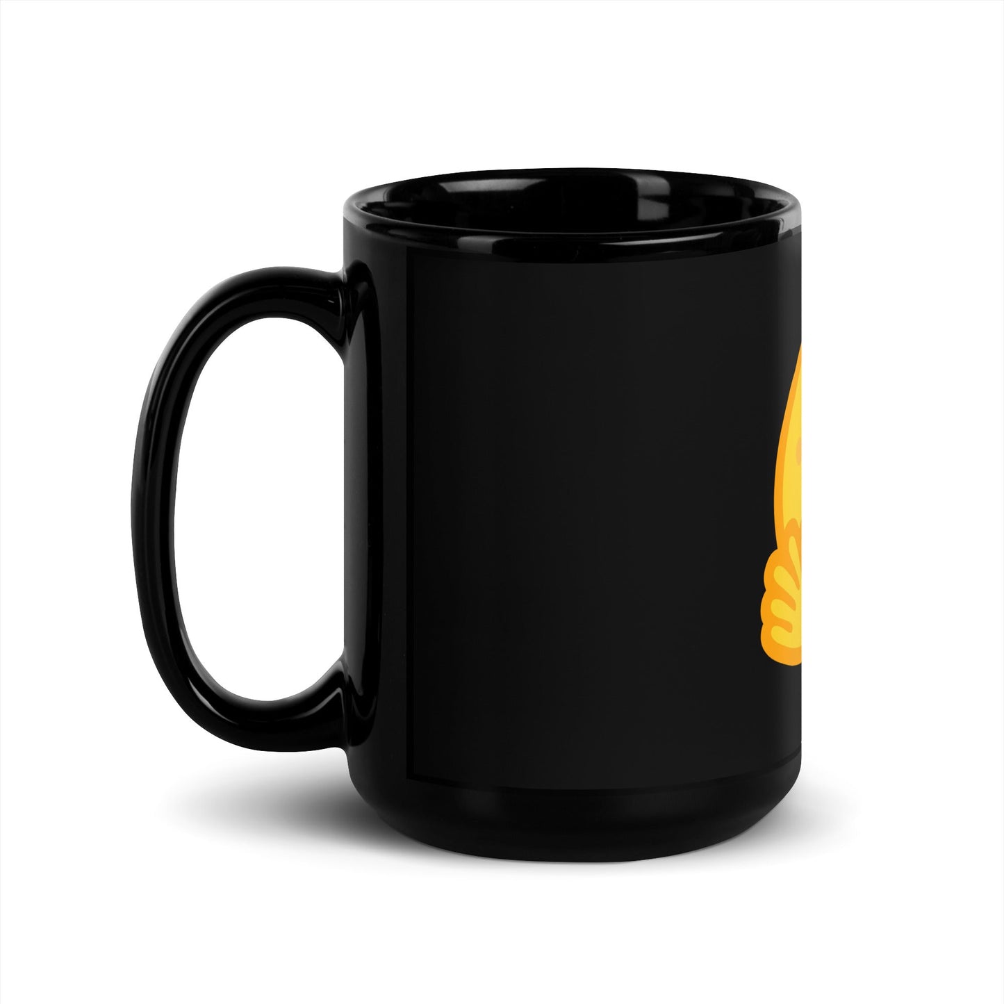 Image of the Hugging Face Black Glossy Mug.