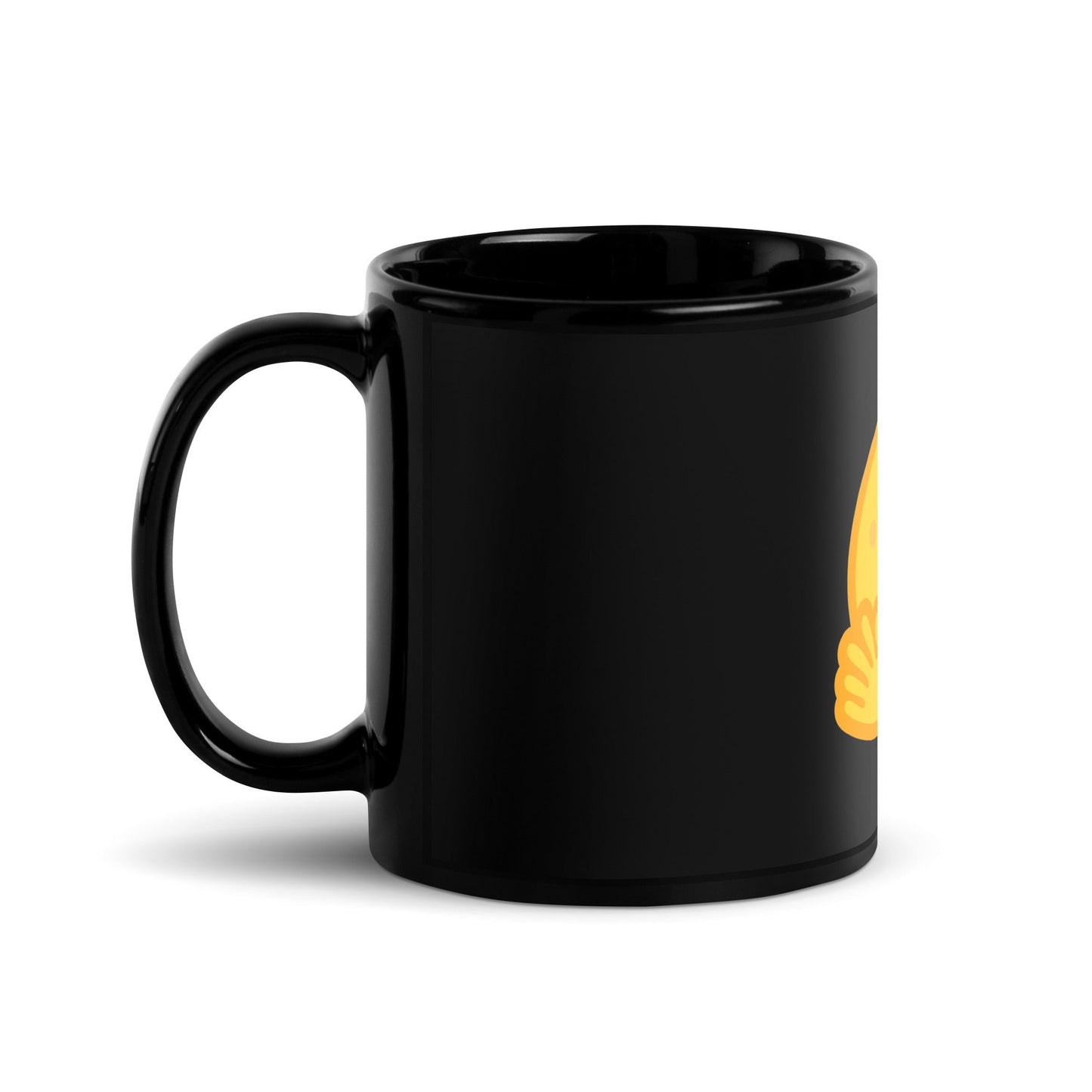 Image of the Hugging Face Black Glossy Mug.
