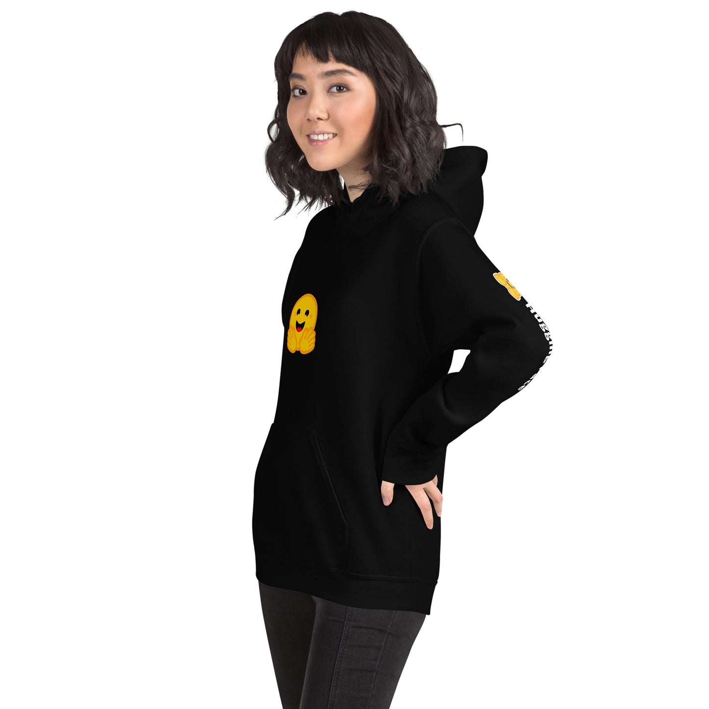 Image of the Hugging Face Icon and Logos Hoodie (unisex).
