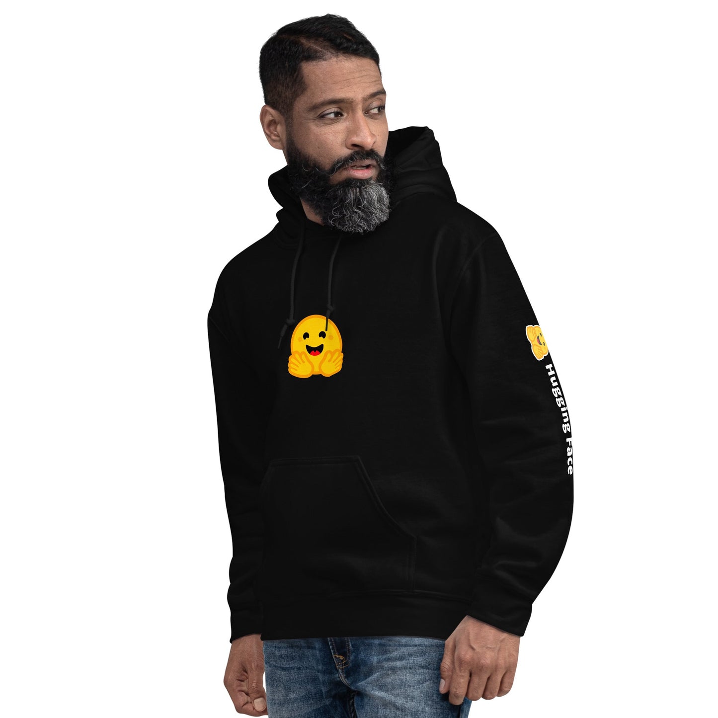 Image of the Hugging Face Icon and Logos Hoodie (unisex).