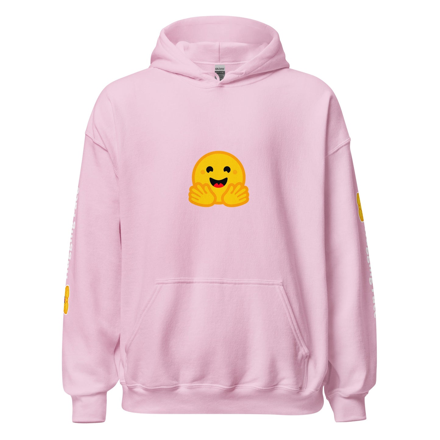 Image of the Hugging Face Icon and Logos Hoodie (unisex) Light Pink / M.