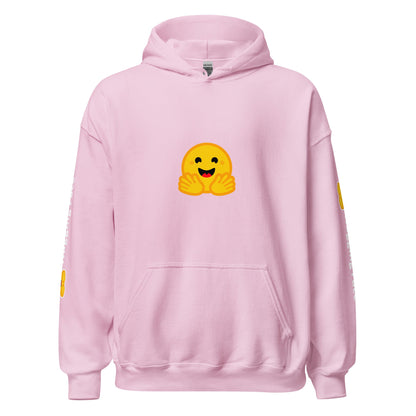 Image of the Hugging Face Icon and Logos Hoodie (unisex) Light Pink / M.