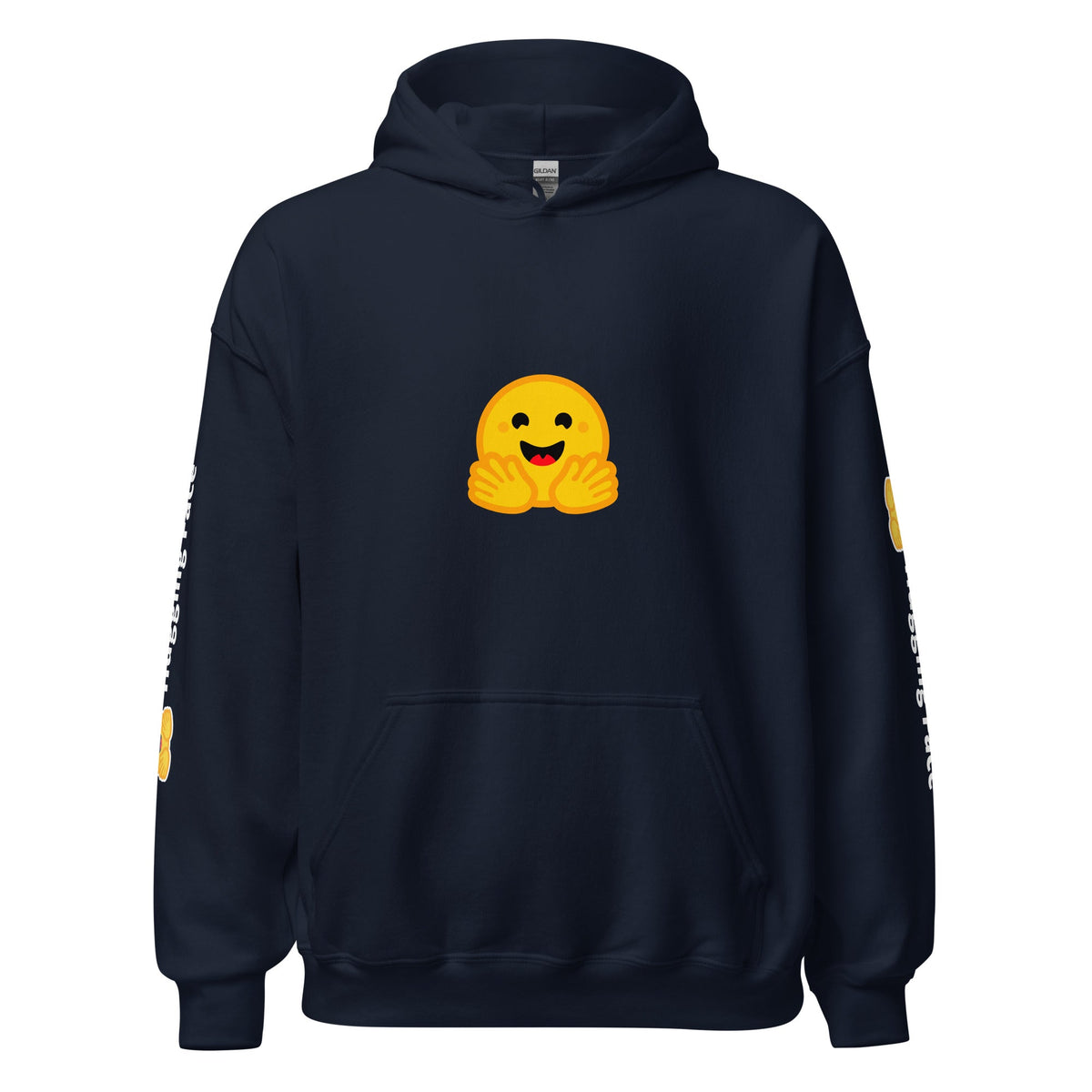 Image of the Hugging Face Icon and Logos Hoodie (unisex) Navy / M.