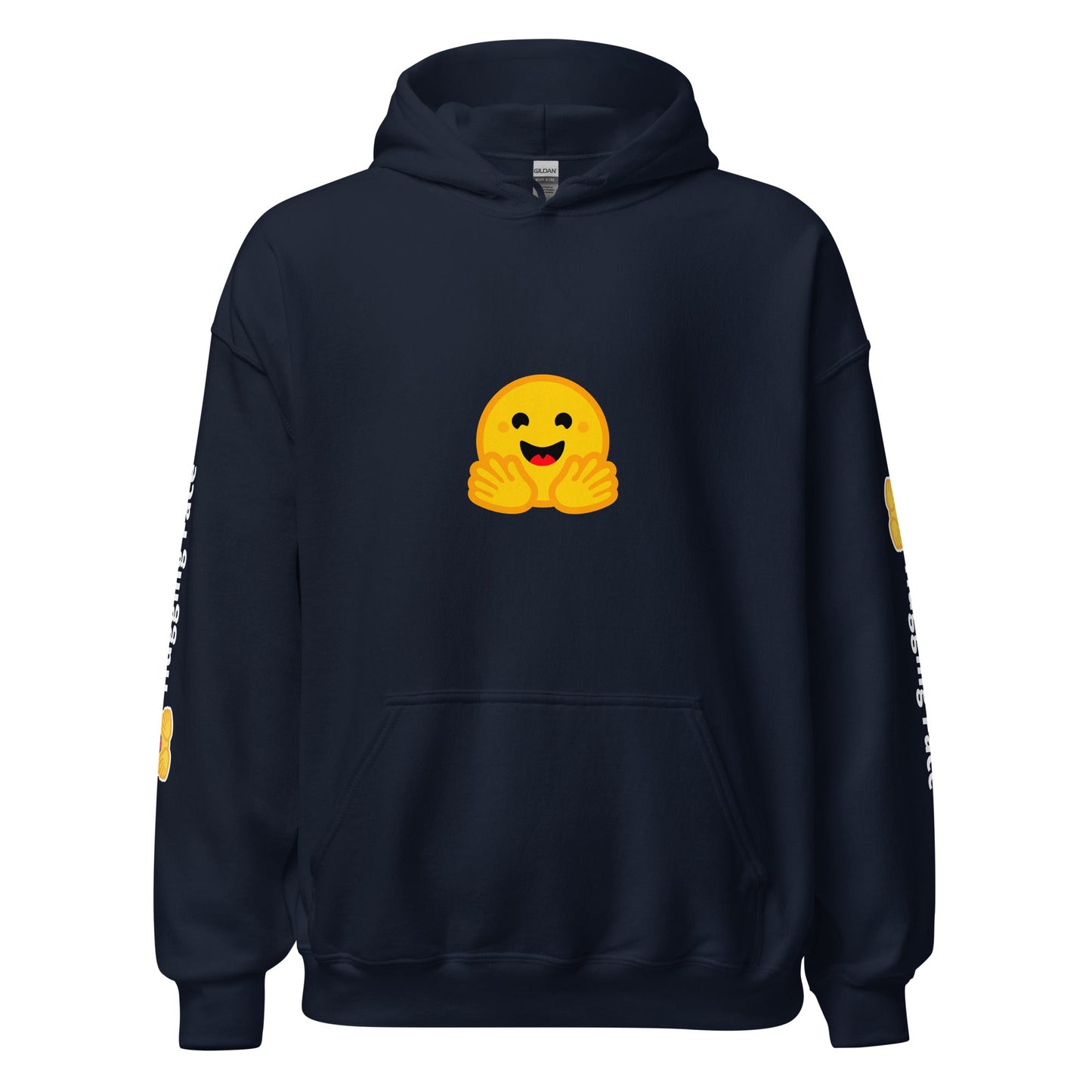 Image of the Hugging Face Icon and Logos Hoodie (unisex) Navy / M.