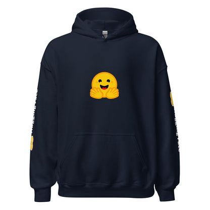 Image of the Hugging Face Icon and Logos Hoodie (unisex) Navy / M.
