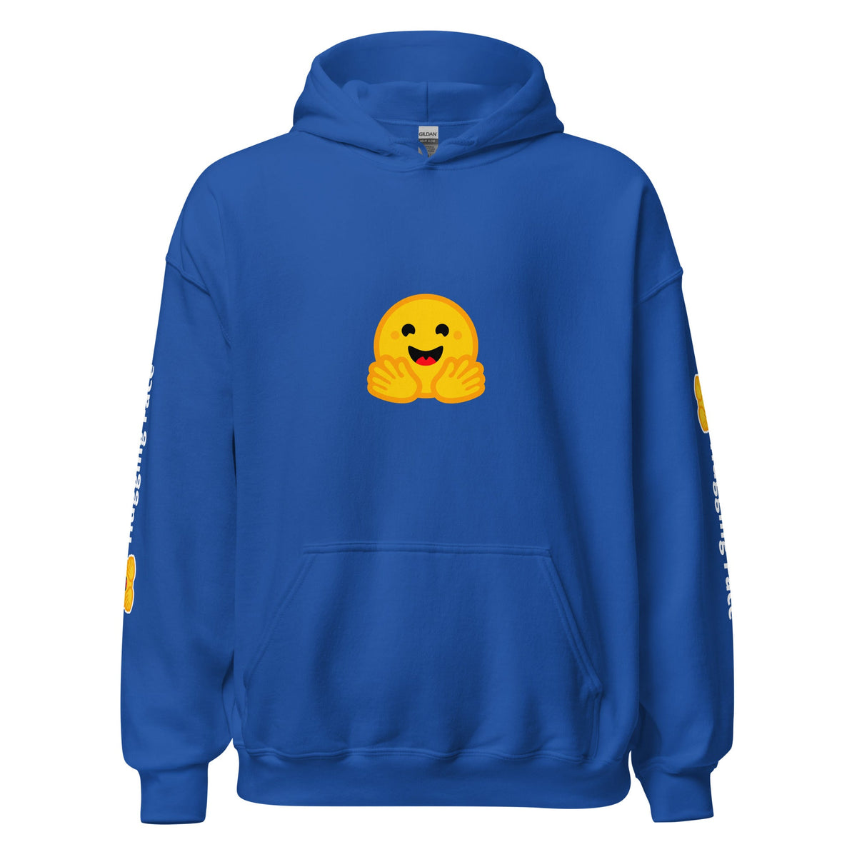 Image of the Hugging Face Icon and Logos Hoodie (unisex) Royal / M.
