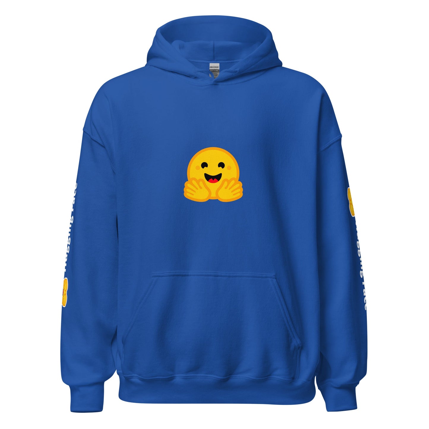 Image of the Hugging Face Icon and Logos Hoodie (unisex) Royal / M.