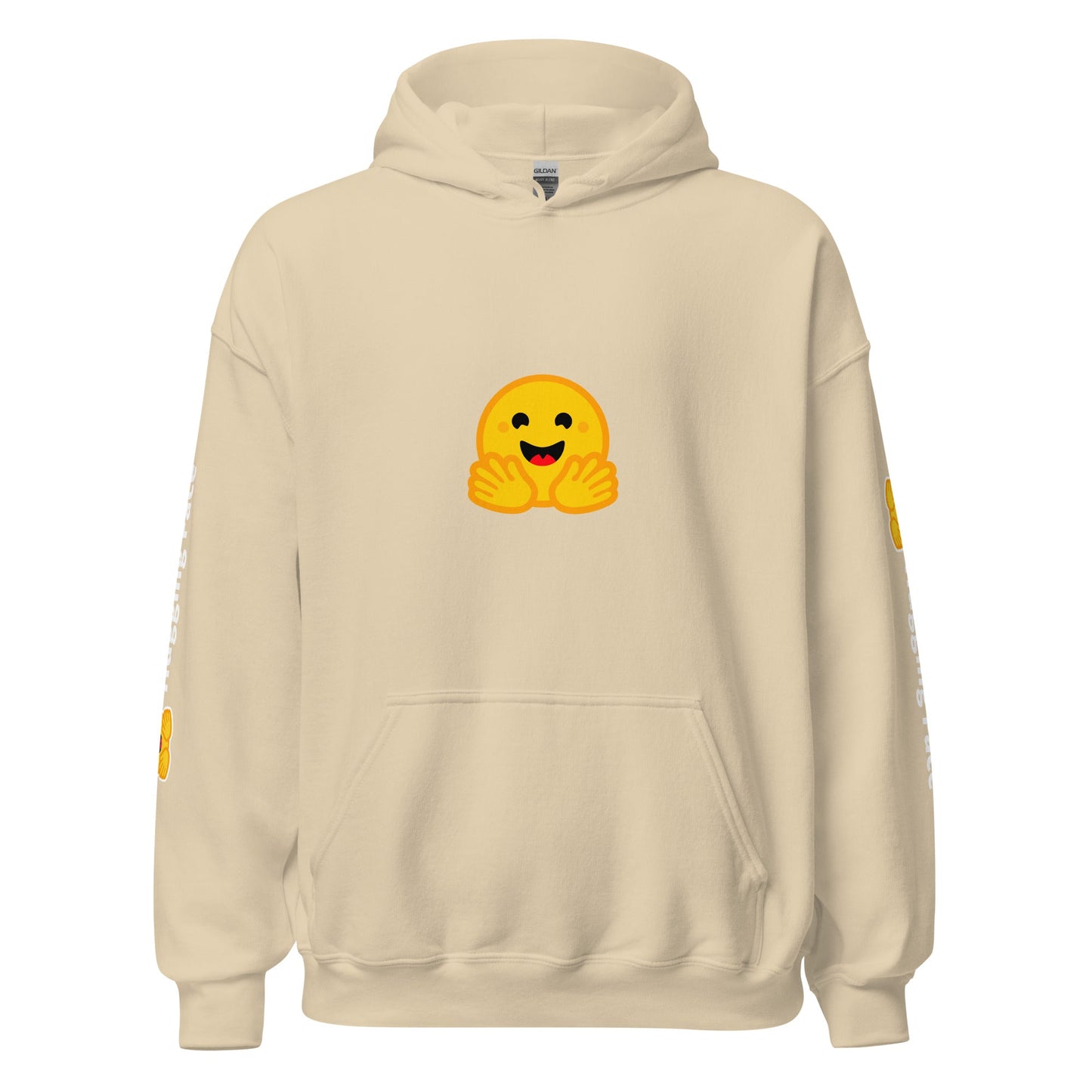 Image of the Hugging Face Icon and Logos Hoodie (unisex) Sand / M.