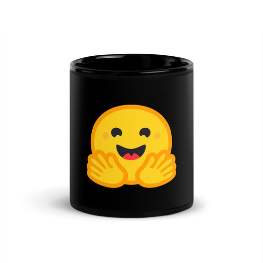 Hugging Face Icon Black Glossy Mug - AI Store