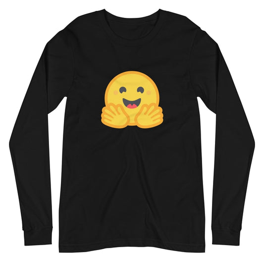 Black Hugging Face Icon Long Sleeve T-Shirt (unisex) - AI Store