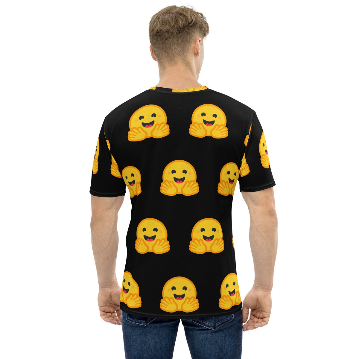 Product mockup photo of the Hugging Face Icon T Shirt (men).