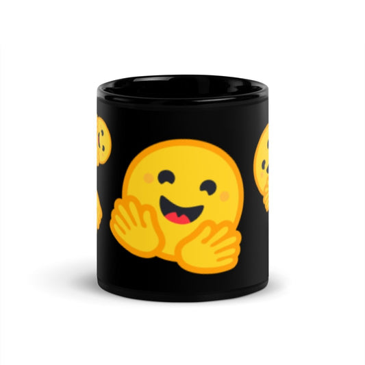 Hugging Face Icons on Black Glossy Mug - AI Store