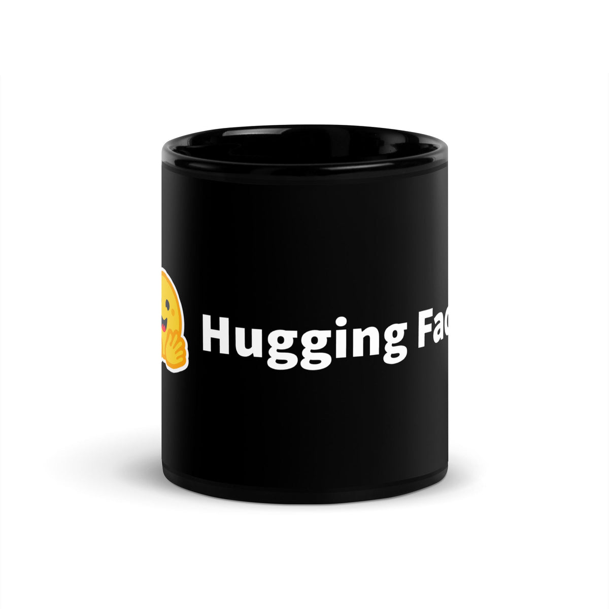 Image of the Hugging Face Logo Black Glossy Mug 11 oz.