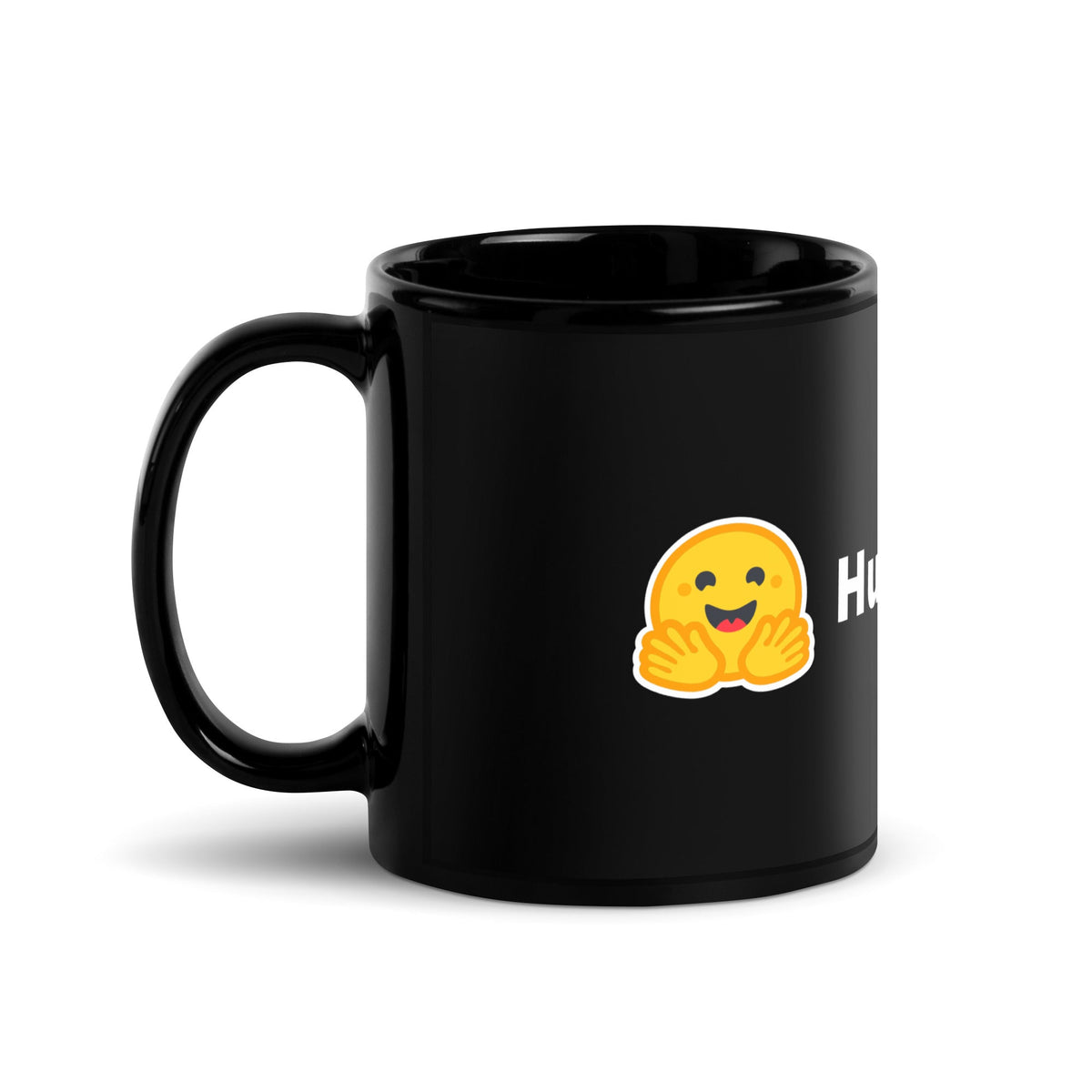 Image of the Hugging Face Logo Black Glossy Mug.