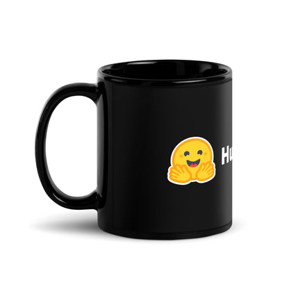 Image of the Hugging Face Logo Black Glossy Mug.