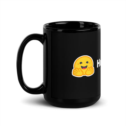 Image of the Hugging Face Logo Black Glossy Mug.