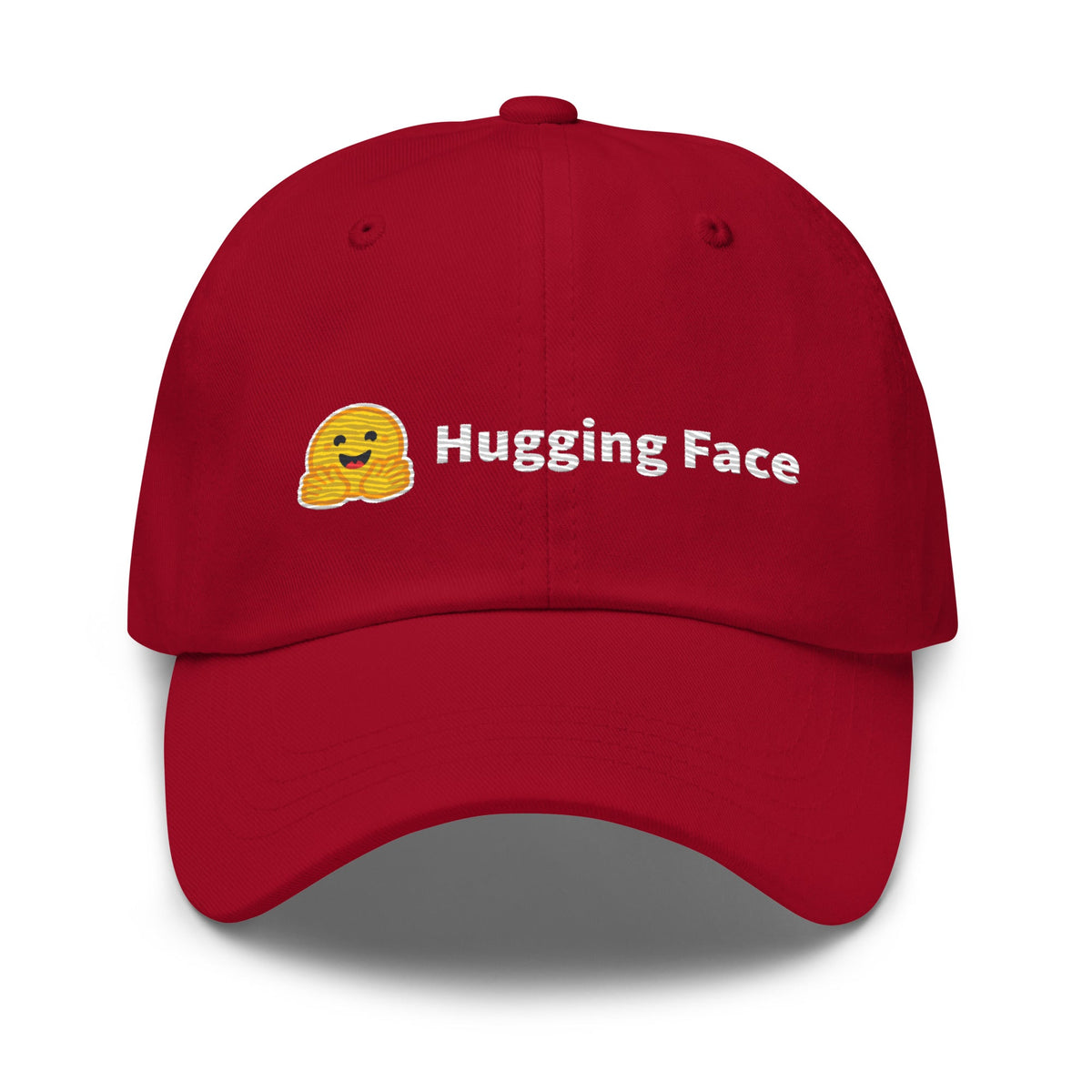 Image of the Hugging Face Logo Cap Cranberry.