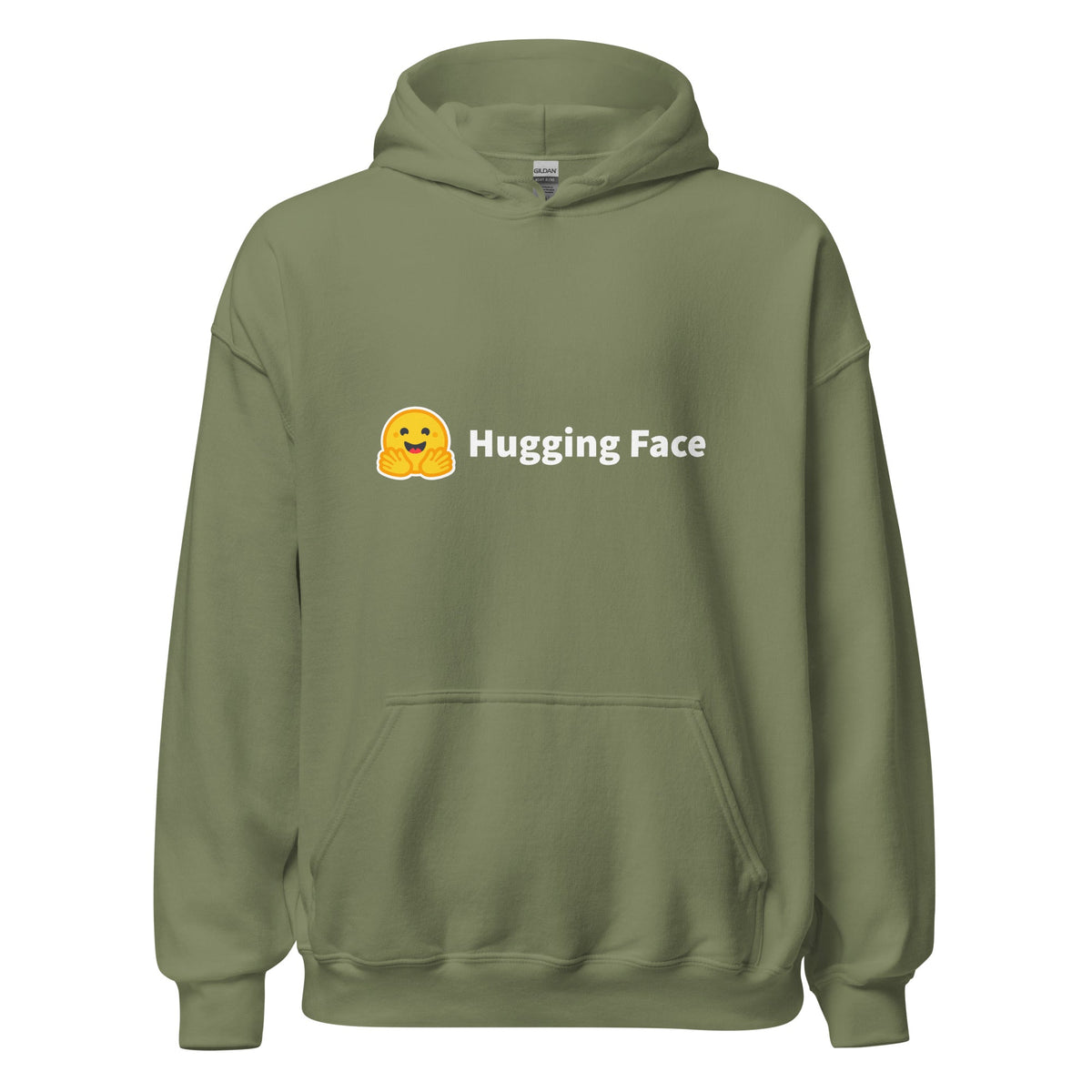Image of the Hugging Face Logo Hoodie (unisex) Military Green / M.