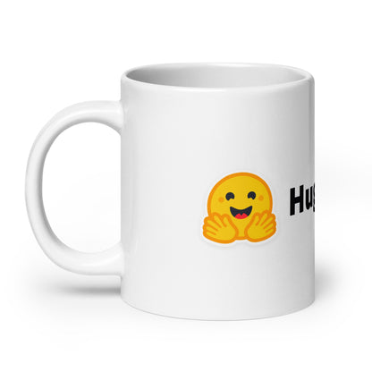 Image of the Hugging Face Logo White Glossy Mug.