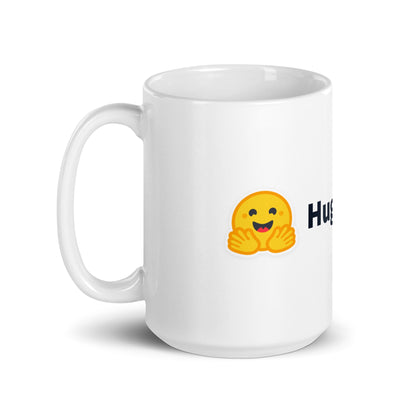 Image of the Hugging Face Logo White Glossy Mug.
