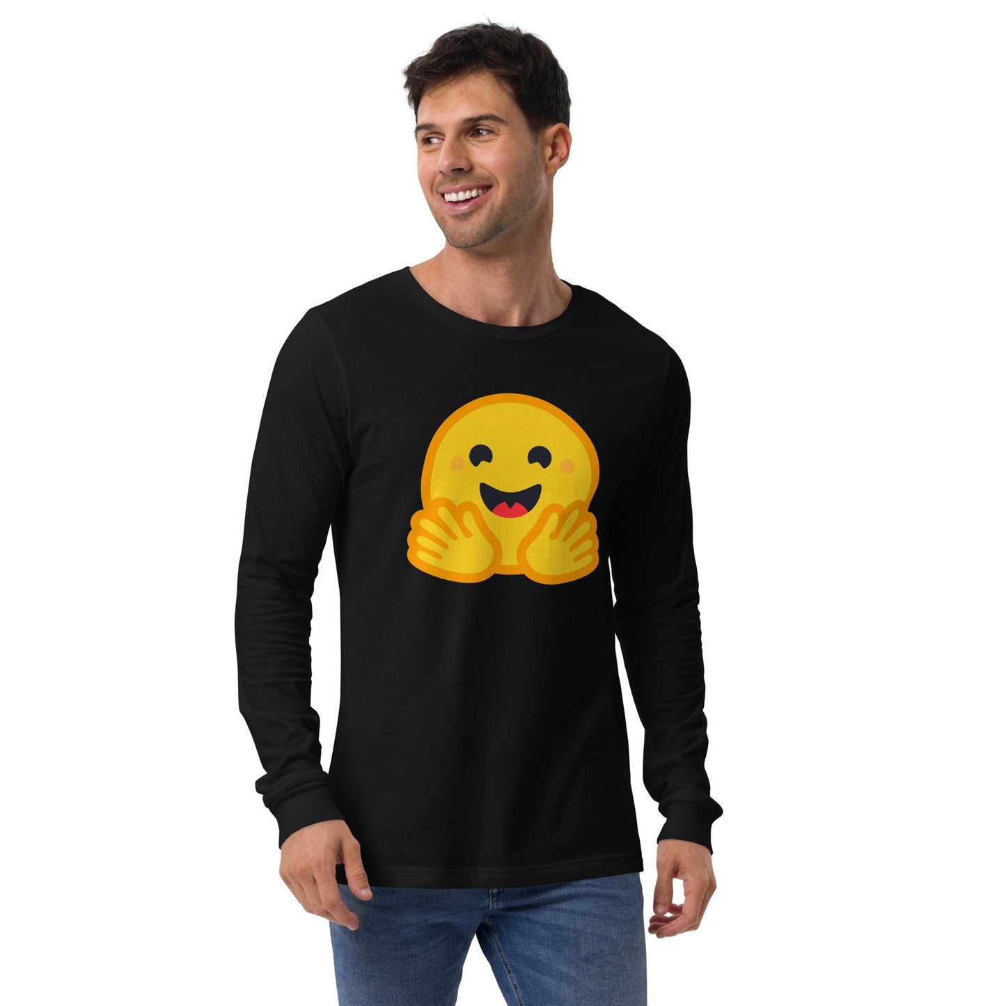 Image of the Hugging Face Long Sleeve T-Shirt (unisex).