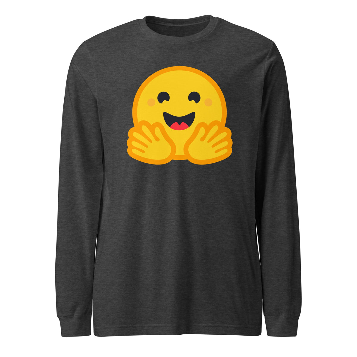 Image of the Hugging Face Long Sleeve T-Shirt (unisex) Dark Grey Heather / M.