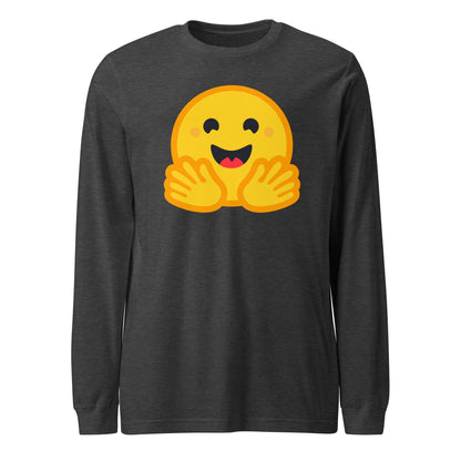 Image of the Hugging Face Long Sleeve T-Shirt (unisex) Dark Grey Heather / M.