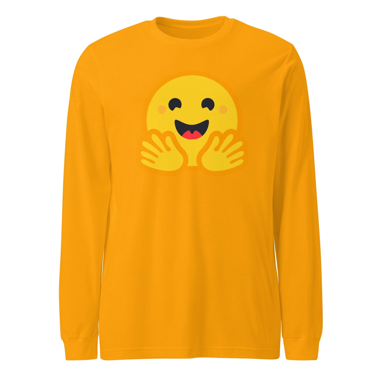 Image of the Hugging Face Long Sleeve T-Shirt (unisex) Gold / M.