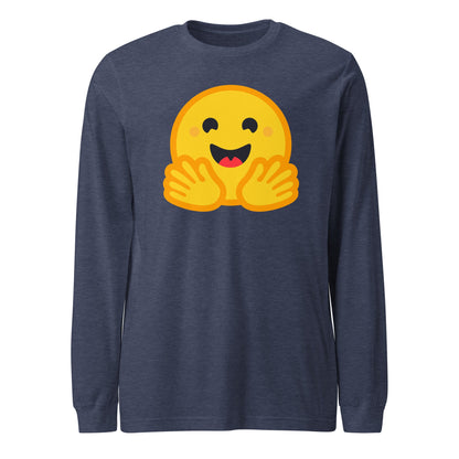 Image of the Hugging Face Long Sleeve T-Shirt (unisex) Heather Navy / M.