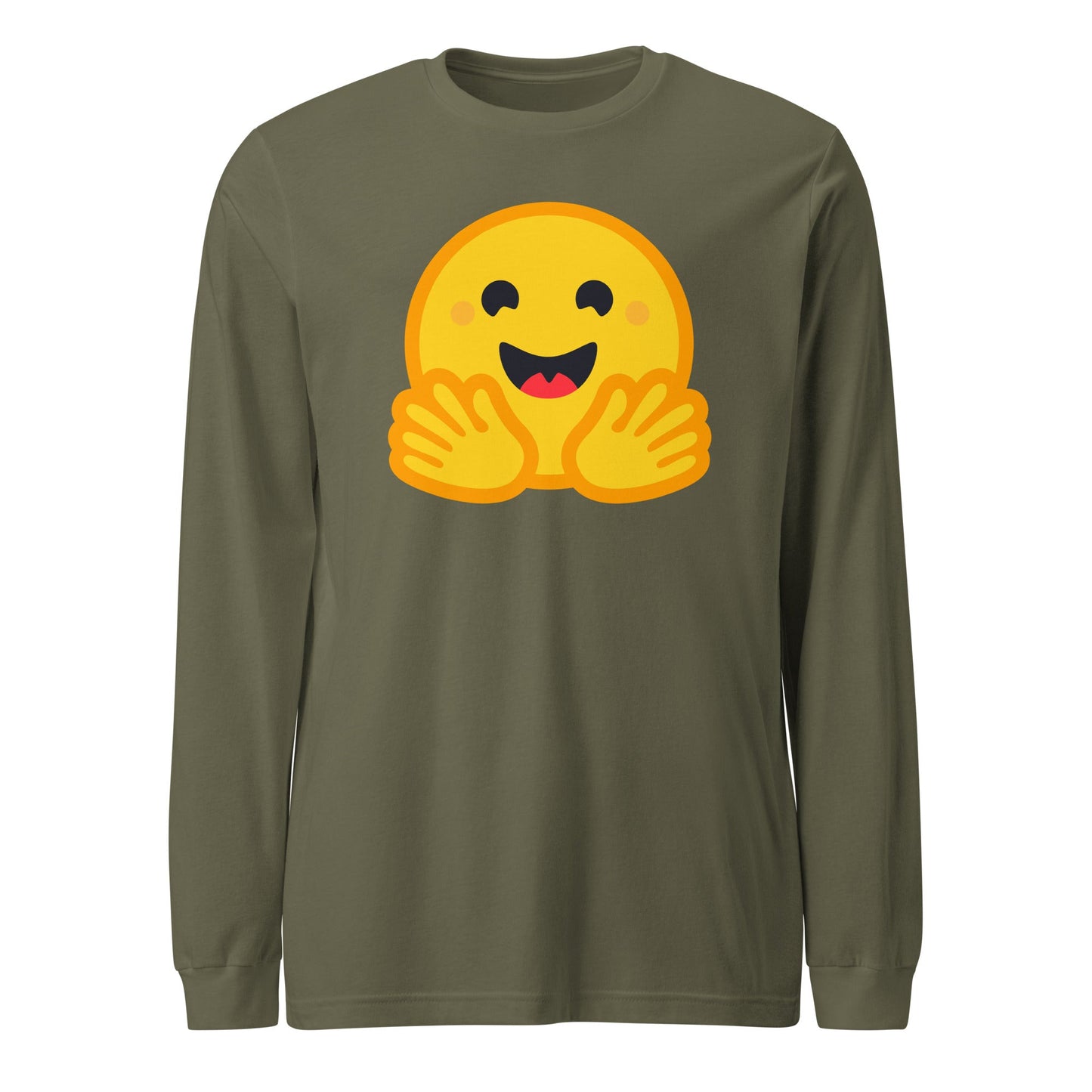 Image of the Hugging Face Long Sleeve T-Shirt (unisex) Military Green / M.