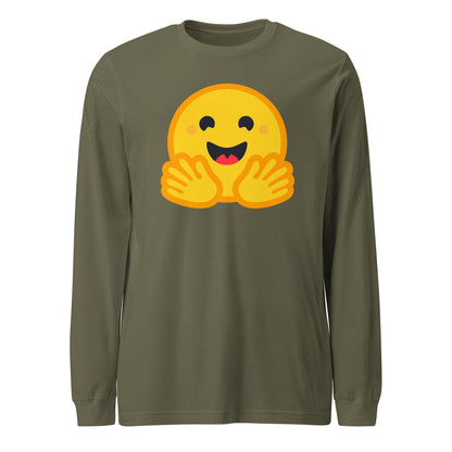 Image of the Hugging Face Long Sleeve T-Shirt (unisex) Military Green / M.