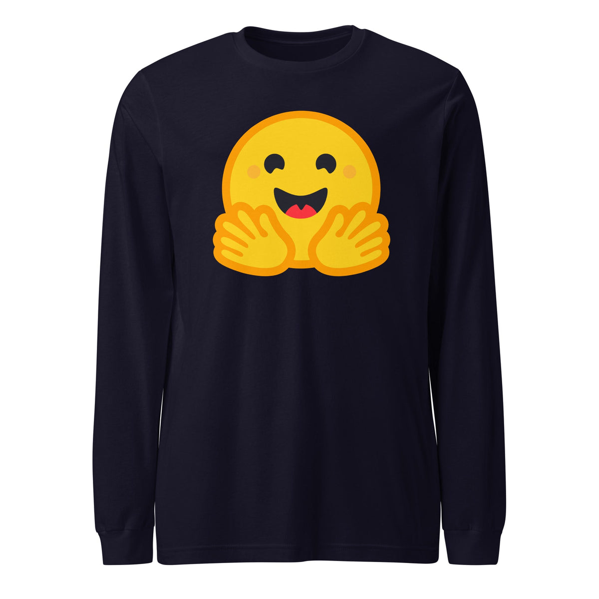 Image of the Hugging Face Long Sleeve T-Shirt (unisex) Navy / M.