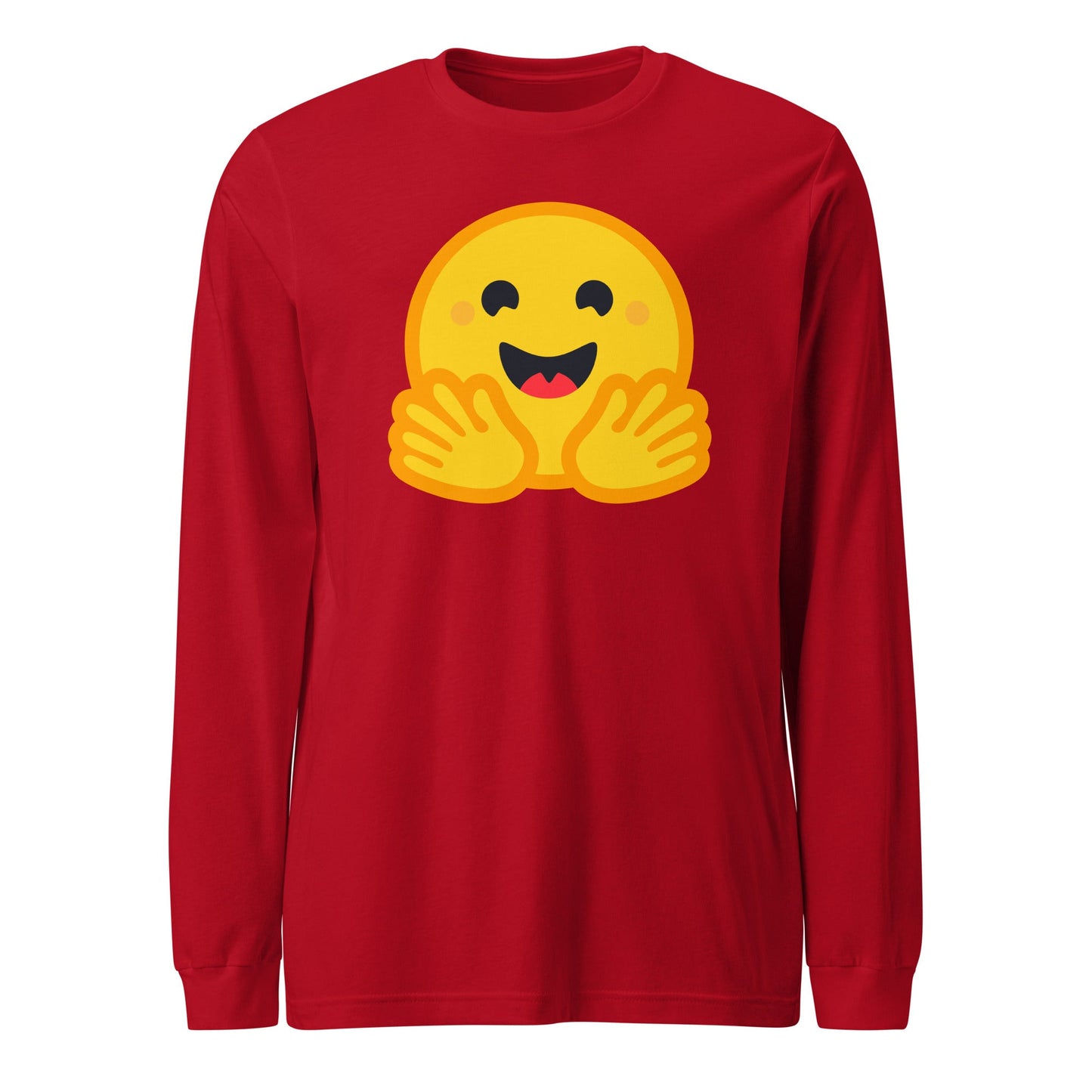 Image of the Hugging Face Long Sleeve T-Shirt (unisex) Red / M.