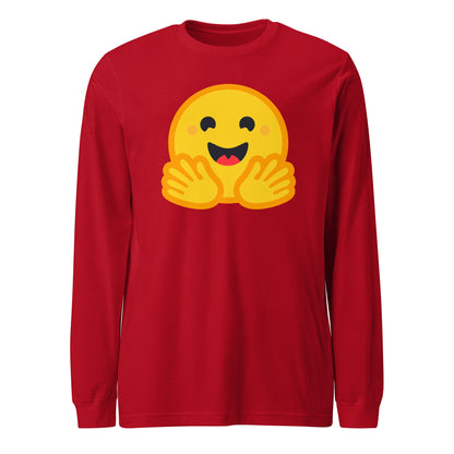 Image of the Hugging Face Long Sleeve T-Shirt (unisex) Red / M.