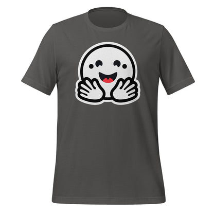 Product mockup photo of the Hugging Face Pirate Icon T Shirt (unisex) Asphalt / M.