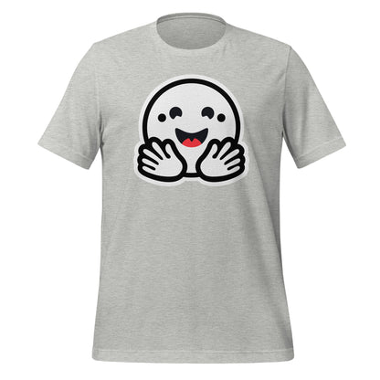 Product mockup photo of the Hugging Face Pirate Icon T Shirt (unisex) Athletic Heather / M.