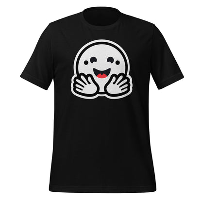 Product mockup photo of the Hugging Face Pirate Icon T Shirt (unisex) Black / M.