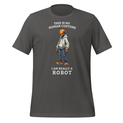 Product mockup photo of the Human Costume Robot T Shirt 2 (unisex) Asphalt / M.
