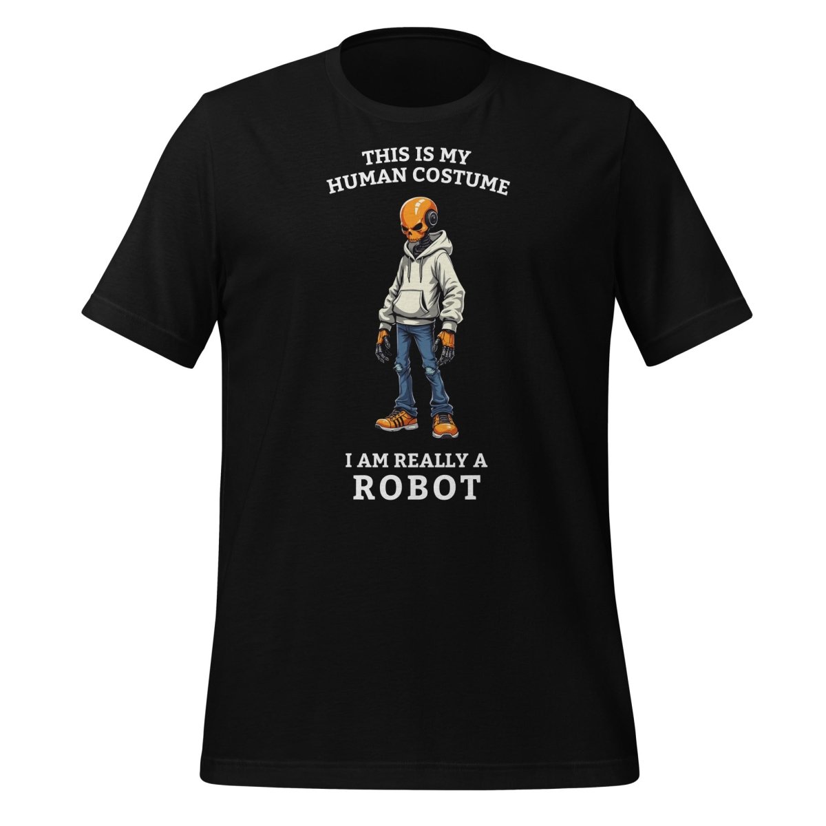 Product mockup photo of the Human Costume Robot T Shirt 2 (unisex) Black / M.