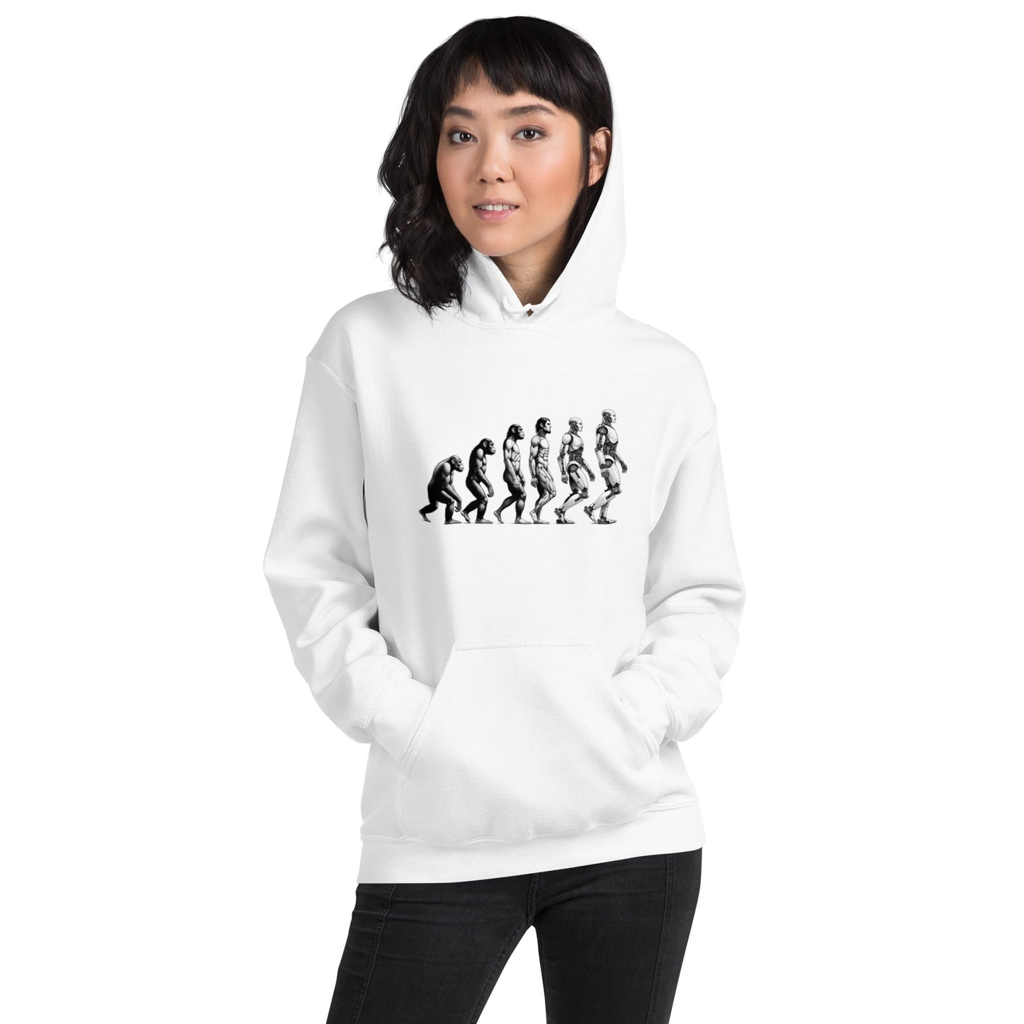 Image of the Human Evolution to Robot Hoodie (unisex).