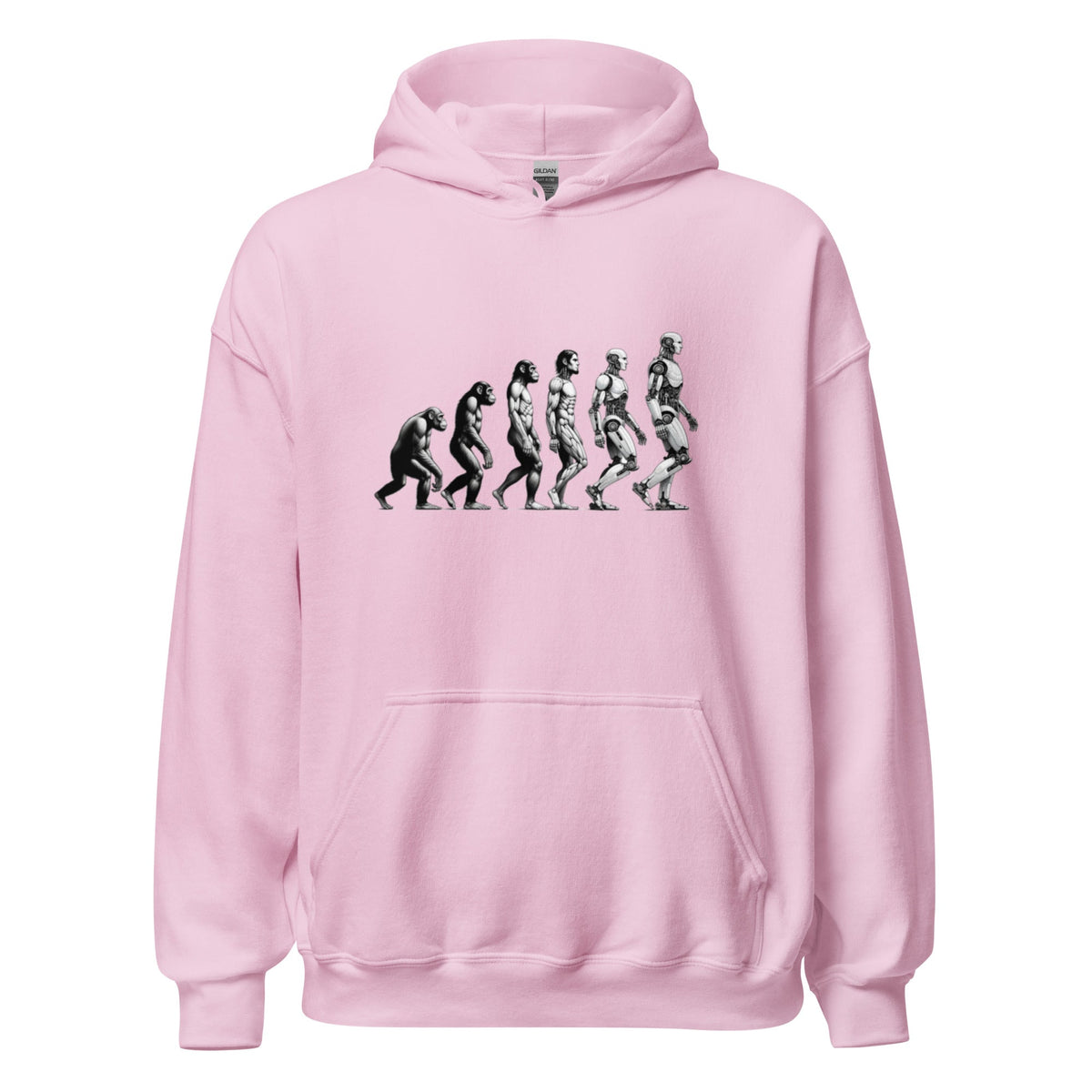 Image of the Human Evolution to Robot Hoodie (unisex) Light Pink / M.